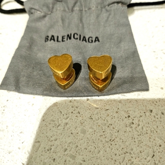 Balenciaga | Gold Heart Stud Earrings - Picture 2 of 5